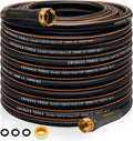 Heavy Duty Garden Hose – 5/8 Inch Flexible, Lightweight Hybrid Hose with 600 PSI Burst Pressure, Swivel Handle, and Durable Copper Male/Female Fittings (Black, 100FT)