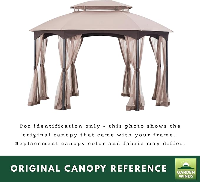 Garden Winds Durable 350 Replacement Canopy Top Compatible with Manhattan 10’ x 12’ Gazebo Model L-GZ1138PST - Stripe Canyon