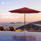 JEAREY 10FT Outdoor Patio Umbrella Outdoor Table Umbrella with Push Button Tilt and Crank, Market Umbrella 8 Sturdy Ribs UV Protection Waterproof for Pool, Garden (Red)