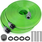 LAVEVE Heavy Duty Sprinkler Soaker Hose 100 FT, Flat Garden Hose with Holes, Efficient Flexible Irrigation Hose for Yard, Lawn and Garden, Includes Stakes (50FT x 2Pack)