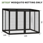 Gazebo Universal Replacement Mosquito Netting, 10' x 10' Outdoor Canopy Net Screen 4-Panel Sidewall Gazebo Curtains, with Zippers, Easy to Install, Fit for Most Gazebos 10x10 Canopy，Patio （Black）