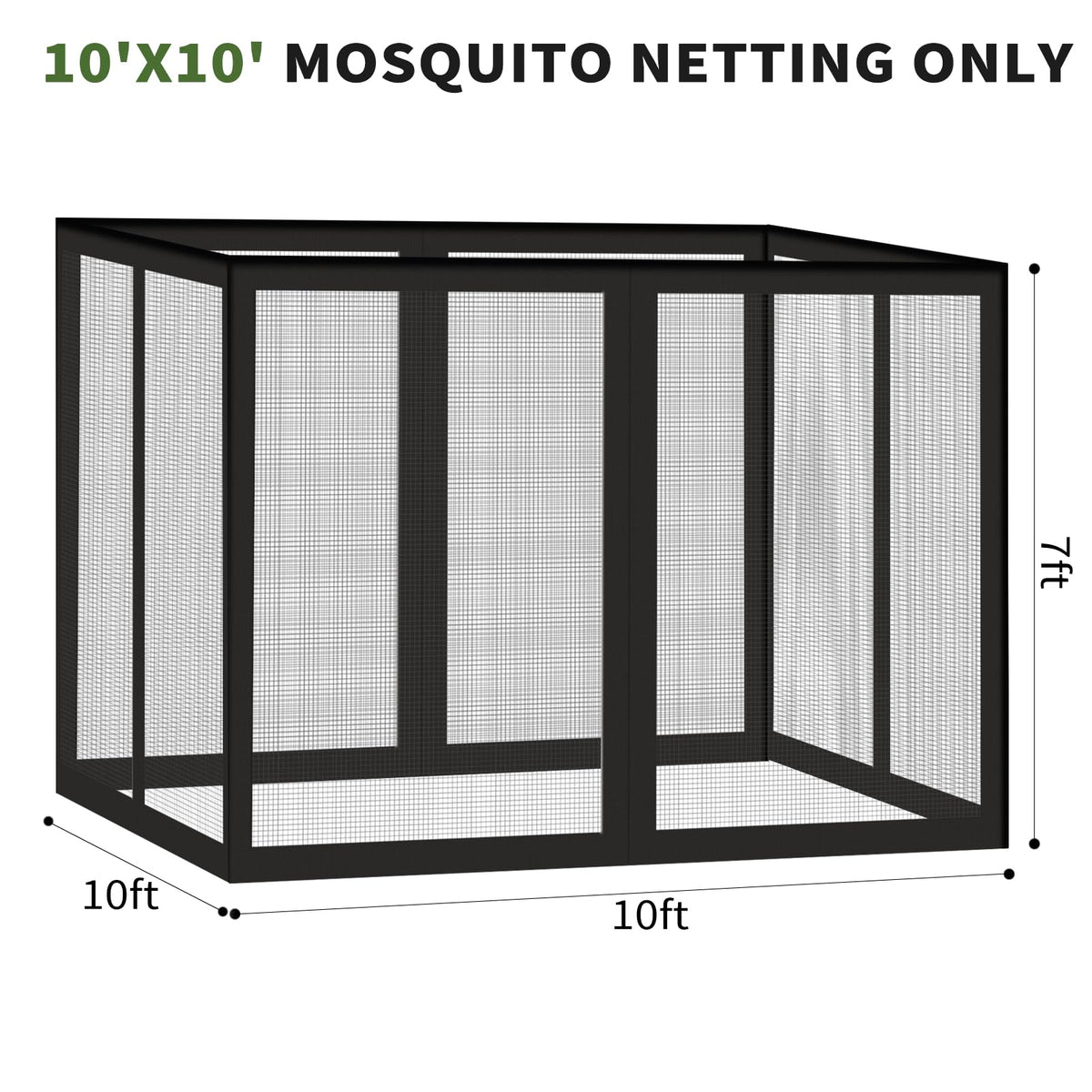Gazebo Universal Replacement Mosquito Netting, 10' x 10' Outdoor Canopy Net Screen 4-Panel Sidewall Gazebo Curtains, with Zippers, Easy to Install, Fit for Most Gazebos 10x10 Canopy，Patio （Black）