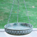 Hanging Bird Bath Hanging Bird Feeder - Metal BirdBath Bowl Birdfeeder Tray for Garden Backyard Patio and Deck-Retro Green