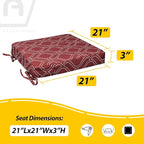 AAAAAcessories Outdoor Seat Cushions for Chairs, Waterproof, Fade-Resistant, 21" x 21" x 3", Patio Furniture Replacement Cushions, Set of 2, Clay Red Vine Trellis