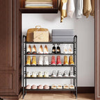 SUFAUY 33" Wide Shoe Rack, 5-Tier Shoe Storage Rack for 24-30 Pairs of Shoes, Shoe Organizer for Entryway, Steel Frame, Industrial, Black