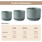 SURE YUESI Ceramic Plant Pots Set of 3, Indoor Outdoor Planters with Drainage Hole and Saucer, Ceramic Flower Pots for Indoor Plants, 4.3+5.5+6.8 Inch, Home, Garden, Patio and Office, Matte Green