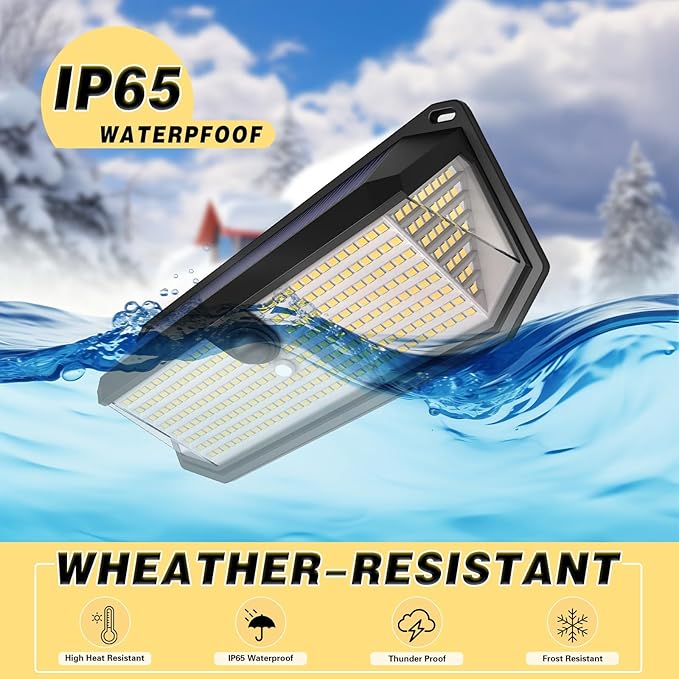 Solar Lights Outdoor, 4000LM 380 LEDs Solar Motion Lights Outdoor Waterproof, 3 Modes 270° Wide Angle Security Light for Stairways/Front Door/Garage/Deck（4 Pack）