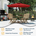 6.5' x 10' Rectangular Patio Umbrella Large Outdoor Market Umbrella w/UV Protection, Push Button Tilt and Crank Lift, Rectangle Table Umbrella for Garden, Deck, Pool, Patio, Red