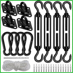 Sun Shade Sail Hardware Kit 6 Inch Heavy Duty 304 Stainless Set for Triangle Rectangle Sun Shade Sail Installation, Awning Attachment Set for Patio, Garden Outdoors Sun Protection Rainshield (46 Pcs)