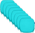 SleepMan Outdoor 17"x16" Chair Cushions with Ties Set of 8, Water Resistant All Weather U-Shape Seat Pads for Patio Garden Furniture Indoor Fade Resistant Patio Cushions (Peacock Green)