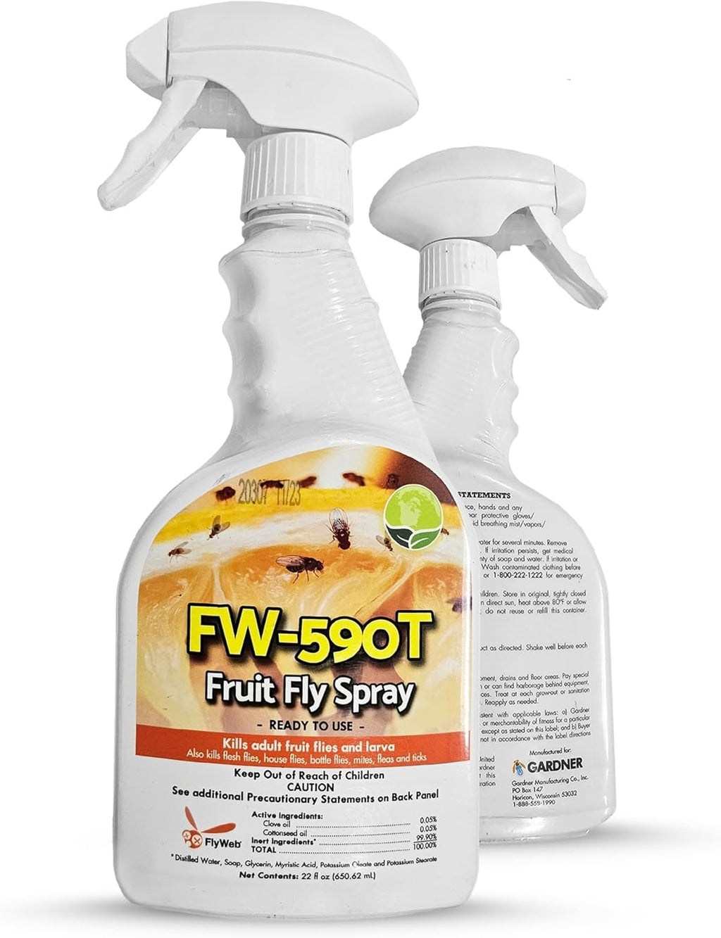 Gardner FW-590T Fruit Fly & Gnat Spray, 22 oz – All-Natural, Pet-Safe Indoor Bug Killer
