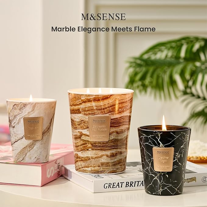 M&SENSE OudWood Scented Candles for Home, 3-Wick Highly Scented Jar Candles, Extra Large Candle 35 Oz 150 Hours Long Lasting Burning, Relaxing Aromatherapy Candle for Stress Relief, Meditation