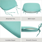 Outdoor Chair Cushions Set of 2,Patio Seat Cushion 17"x16"x2",U-Shaped Dining Chair Cushion 17 by 16 Inch,Water Resistant,Fade-Resistant Chair Pads for Kitchen Garden Furniture(Light Turquoise)