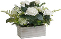 Artificial Flowers Plants Fake Rose Floral Arrangements in Pots for Home Wedding Table Centerpieces Indoor Outdoor Decoration (White)