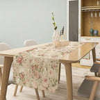Lovely Rose Table Runner, Red and White Vintage Rose Delicate Floral Natural Pattern Long Table Restaurant Kitchen Holiday Party Decoration,13in（33cm） W * 120in（305cm） L