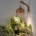 Bstrip Hanging Grow Lights for Indoor Plants, 18W Full Spectrum, Boho Rattan Lantern Shade, 3800K Wall-Mounted Decorative Plant Light with 9.8FT Power Cord, Ideal for Tall Plants, Flowers