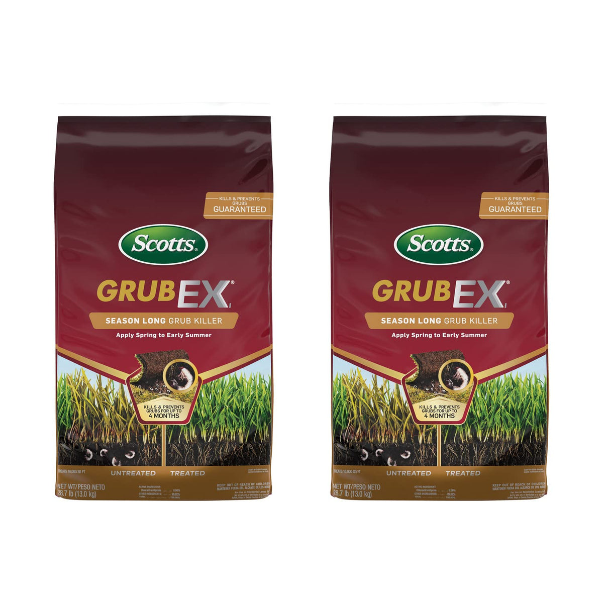 Scotts GrubEx1 Season-Long Grub Killer, 2-Pack – Treats 10,000 sq ft, Up to 4 Months Protection