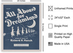 Poster Master All Aboard For Dreamland Poster - Retro Children's Lullaby Print - Story Book Art - Bunny Art - Rabbit Art - Aesthetic Art - Kid's Bedroom or Nursery Wall Decor, 24x32 Unframed Wall Art
