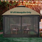 OLILAWN Gazebo Universal Replacement Mosquito Netting, 10' x 10' Outdoor Canopy Net Screen 4-Panel Sidewall Curtain, with Zippers, Easy to Install, Fit for Most Gazebo 10x10 Canopy, Black