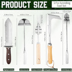 Yungyan 5 Pcs Weed Puller Set Include Hori Weeding Knife Uprooting Crack Weeder Puller Tool 5 Teeth Weeding Tool L Shape Gardening Crack Sickle Tool Hoe for Garden Lawn Grass Moss Removal Backyard
