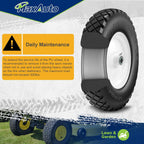 MaxAuto Wheelbarrow Tire 4.80 4.00-8 Flat-Free 4.80/4.00-8 Tire and Wheel w/Grease Fitting, 3" Centered Hub, 3/4" Bearings, 4.80 4.00-8 Tires for Hand Truck, Trolley, Garden Cart, Wagons