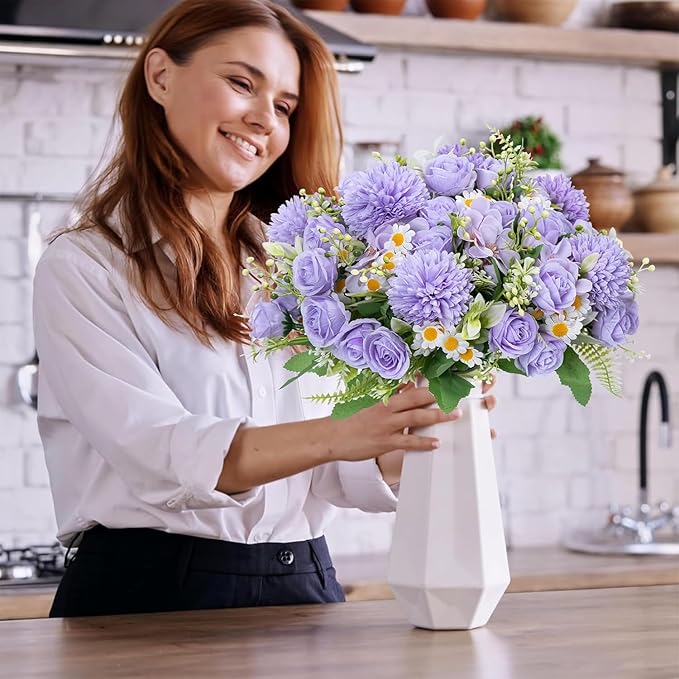 12 Packs Peonies Artificial Flowers,Silk Artificial Peonies Flowers Fake Peony Faux Floral Arrangements Bouquet for Centerpiece Table Wedding Party Home Decor Purple