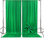 10ft x 10ft Grass Green Backdrop Curtains for Parties, Fabric Satin Background Curtain with Rod Pockets for Weddings, Birthday, Baby Shower, Photography, Graduation Party Backdrop Drapes, 2 Panels