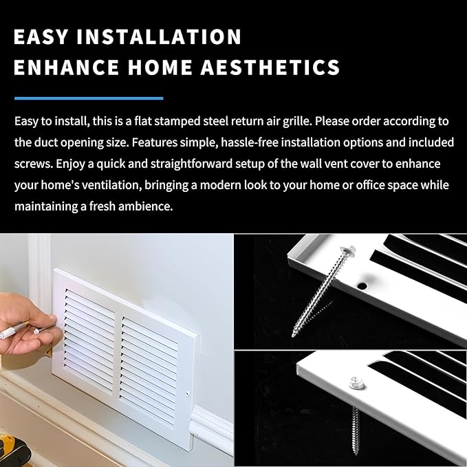 24x8 Return Air Grille(Duct Opening Size),Air Return Vent Cover,Flat Vent Cover,Rejillas De Aire Acondicionado para Casa,Return Air Grilles,Outer Dimensions:25.75"Wx9.75"H(24"W x 8"H, Duct Opening)