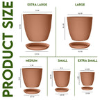 Plant Pots Indoor with Drainage, 5 Pack Multi-Size Planters Set, Terracotta