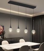 4-Lights Modern Pendant Lights for Kitchen Island LED Dimmable Crystal Glam Ceiling Pendant Lighting Chandelier for Dining Room Hallway Bedroom Black