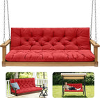 Porch Swing Cushions,Outdoor Cushions 3 Seater Replacement with Backrest, Waterproof Thickened Bench Cushion with Ties for Porch, Patio,Outdoor, Backyard and Garden (Red 47 * 40 in)