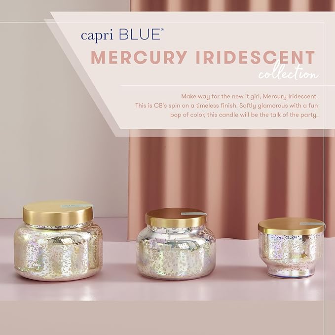 Capri Blue Mercury Iridescent Scented Candles for Home - Long Lasting Decorative Jar Luxury Candles - Gifts for Women & Men - Soy Wax Blend - Volcano (28 oz)