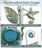 shumi Rain Gauge Outdoor, 7" Hummingbird Rain Gauge for Garden Decor