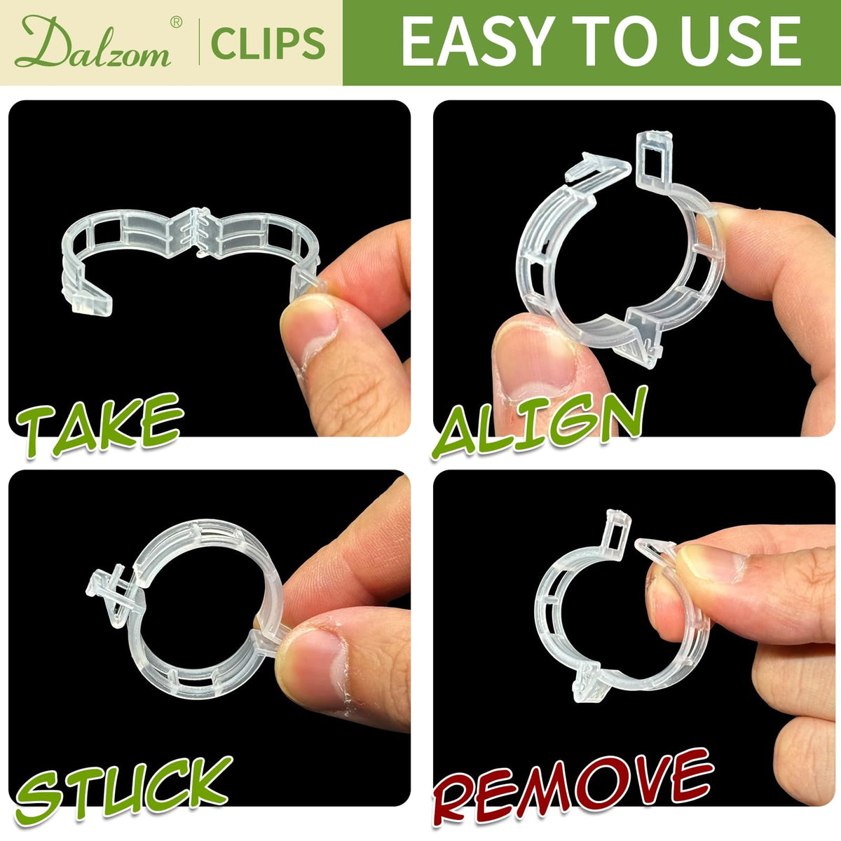 Dalzom® 300Pcs Tomato Clips, Plastic Trellis Clips Plant Support Clips, Plant Clips for Support, Grape Vine, Tomato Vine, Vegetables Plants, Garden Clips to Grow Upright Makes Plants Healthier