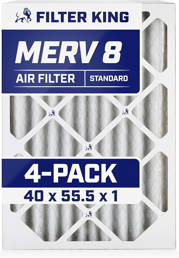 Filter King 40x55.5x1 Air Filter | 4-PACK | MERV 8 HVAC Pleated A/C Furnace Filters | MADE IN USA | Actual Size: 40 x 55.5 x .75"