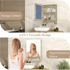 Bathroom Medicine Cabinet Mirror, 32" x 24" Bathroom Mirror with Storage, Medicine Cabinet Organizer with Single Door for Laundry Room, Entryway