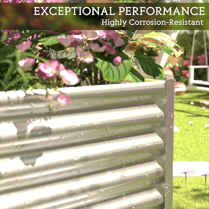 3pcs Galvanized Raised Garden Bed Outdoor,Above Ground Garden Bed for Vegetable,Metal Raised Beds for Flower,Steel Raised Beds for Gardening - 36x18 inch