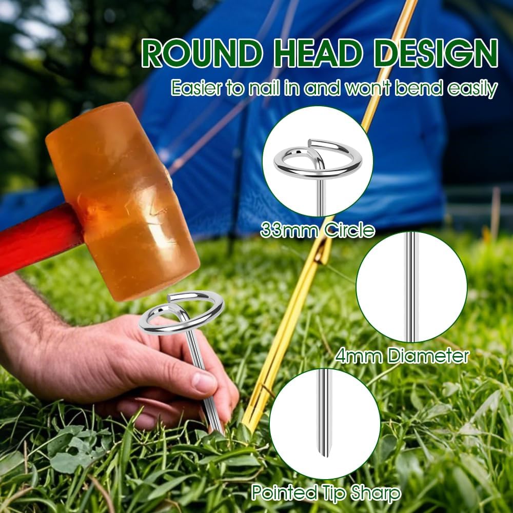 120pcs Landscape Fabric Pins, Bold 8 Gauge Weed Barrier Garden Staples Stakes Galvanized Steel, Landscape Fabric Staples Tent Stakes Yard Stakes (120 X 6in)