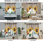 Sunflowers Swag Valances for Windows, Retro Flower Barn Doors Butterfly Farmhouse Brown Rod Pocket Kitchen Curtains Valance, Small Window Curtains Swag for Cafe Living Room, 2 Panels, 28x36 inch