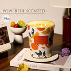 HomeLights Citrus Wood Sage Scented Candles | 34oz Soy Candles Eclectic Mixed Styles 3-Wick Large Candle Jars | Ideal Candle Gifts for Events, Home Decor Stress, Relief & Relaxation