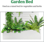 Metal Raised Garden Bed with Trellis, 2 in 1 Trellis with Planter Box & Privacy Screen for Climbing Plants, Vine, Outdoor Standing Flower Beds with Drainage Holes, 47" L x 16" W x 71" H, White