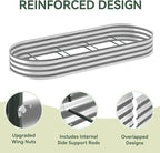 Lineware Raised Garden Bed with Sprinkler Timer and Self-Watering System, 8x3x1 ft Elevated Planter Boxes Outdoor with Mesh Cover, Oval Raised Beds for,Vegetables,Flowers, Backyard, Patio