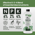 16oz Monstera Plant Food - Makes 96 Gallons of Monstera Fertilizer, Liquid Indoor Plant Fertilizer for Obliqua, Deliciosa and More, 6-2-4 NPK Ratio for Houseplants’ Healthy Growth & Glossy Leaves