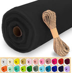 Black Tulle Fabric Roll, 54" x 40 Yards (120FT) Tulle for Halloween Decoration DIY Tutu Party Backdrop Baby Shower Table Skirts Gift Wrapping