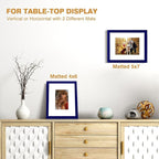 KINLINK 8x10 Picture Frame Navy, Solid Wood Frames with Acrylic Plexiglass for Pictures 4x6/5x7 with Mat or 8x10 without Mat, Tabletop and Wall Display Photo Frame, Set of 4