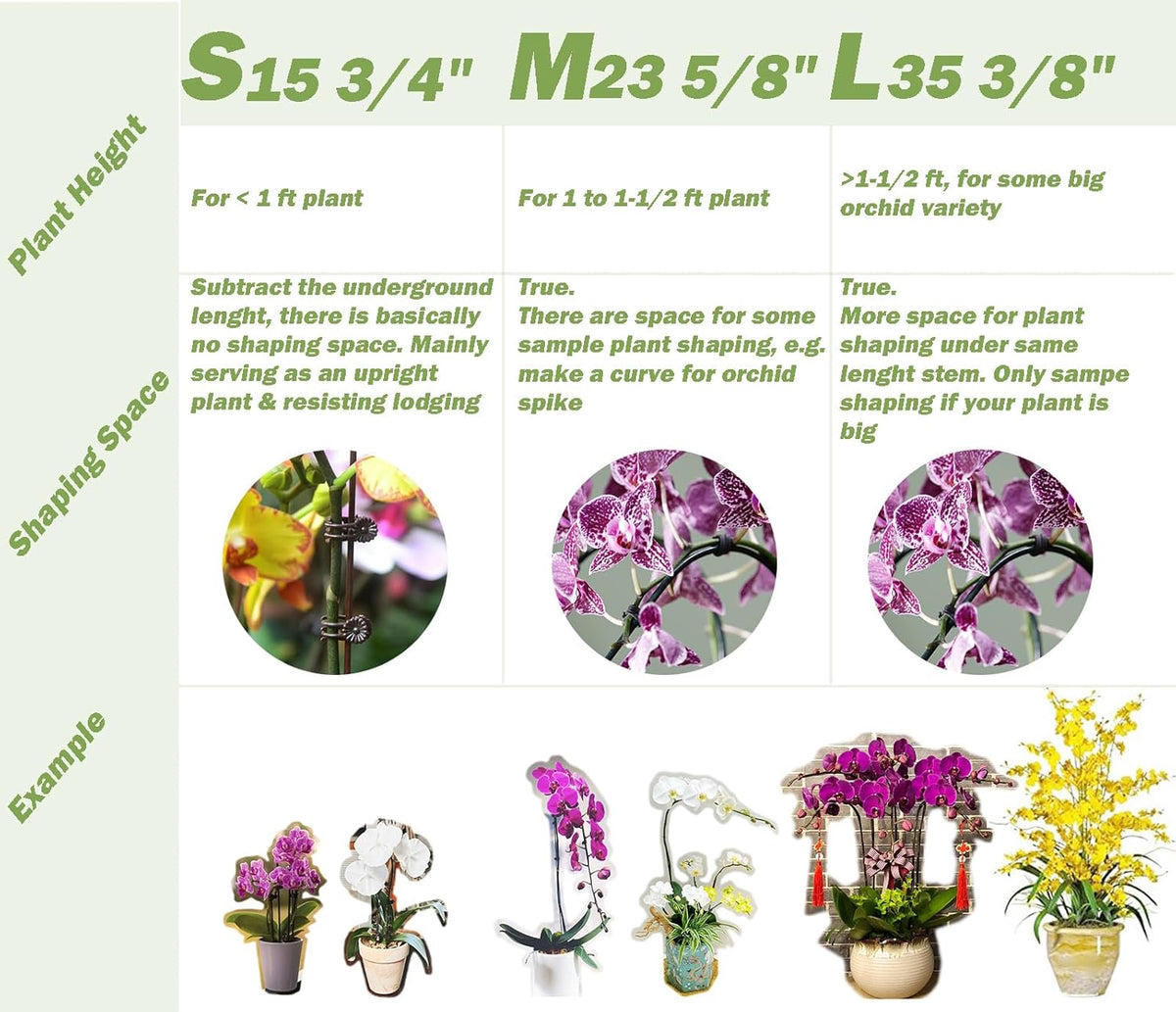 10-PCs 15-3/4" Plastic Coated Orchid Stakes for Plants Support, Bendable Orchid Support Stakes - Green
