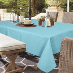 Outdoor Tablecloth Wrinkle-Free Stain Resistant Waterproof Polyester Fabric Table Cover with Zipper Umbrella Hole for Picnic/Party/Dinner/Patio Garden(60×84inch,Zippered,Aqua Blue)
