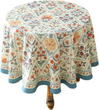 ISAENNE Designer Linen Elegant Round Tablecloth,Colorful Floral Bohemian Table Cloth,Wrinkle Resistant Decor Tablecloths for Dining Thanksgiving Kitchen Christmas,Diameter 67"-Floralsea A