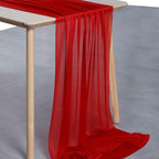 MDS Halloween Chiffon Table Runner - 10 Pack, 29 x 170 Inches, 14ft Each - Sheer Spooky Table Runners for Haunted House Parties, Trick-or-Treat Tables, Witchy Décor, Wedding & Events - Red