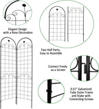 4 Pack Metal Garden Trellis 86.7" H Garden Fence Rustproof Trellis for Climbing Plants Support Roses Flower Outdoor Lawn, Black Galvanized Tube